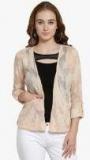 Latin Quarters Beige Self Design Shrug Women