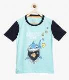 Lazy Shark Blue Printed Round Neck T Shirt Boys