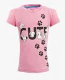 Lazy Shark Pink Printed Regular Fit Polo T Shirt Girls