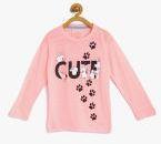 Lazy Shark Pink Printed Round Neck T Shirt Girls