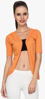 Le Bison Orange Solid Shrug women