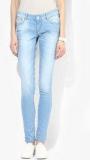 Lee Blue Washed Mid Rise Skinny Jeans Women