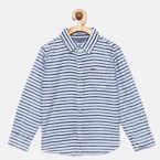 Lee Cooper Blue & White Regular Fit Striped Casual Shirt Boys