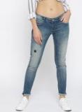 Lee Cooper Blue Skinny Fit Low Rise Mildly Distressed Stretchable Jeans Women