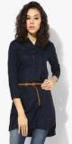 Lee Cooper Navy Blue Solid Tunic With Belt women