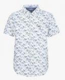 Lee Cooper White Printed Regular Fit Casual Shirt Boys