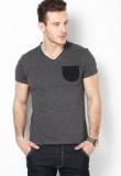 Lee Grey Melange V Neck T Shirt Men