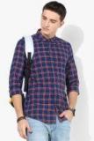 Lee Navy Blue Checked Slim Fit Casual Shirt Men