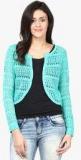 Lelegantae Aqua Blue Solid Shrug women