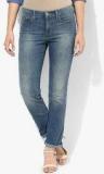 Levis Blue Mid Rise Slim Jeans Women