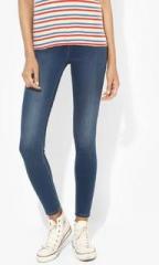 Levis Blue Solid Mid Rise Regular Fit Jeans women