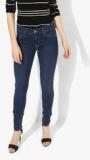 Levis Blue Washed Mid Rise Super Skinny Fit Jeans women