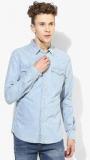 Levis Light Blue Solid Regular Fit Casual Shirt men