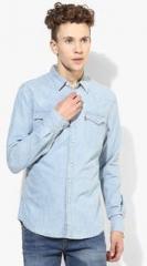 Levis Light Blue Solid Regular Fit Casual Shirt men