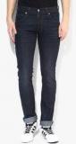 Levis Navy Blue Washed Mid Rise Skinny Fit Jeans Men