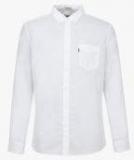 Levis White Solid Slim Fit Casual Shirt men