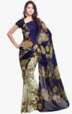 Ligalz Navy Blue Printed Saree Women