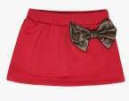 Lil Orchids Red Solid Skirt Girls