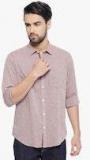 Linen Club Lavender Self Design Regular Fit Casual Shirt Men