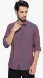 Linen Club Purple Solid Regular Fit Casual Shirt men