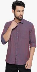 Linen Club Purple Solid Regular Fit Casual Shirt men