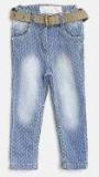 Little Kangaroos Blue Faded Chambray Regular Trousers With Belt Girls