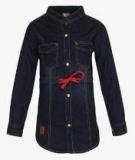 Little Kangaroos Navy Blue Casual Shirt Girls