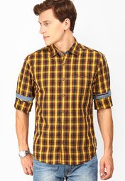 Locomotive Checks Brown Casual Shirt Men