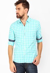 Locomotive Checks White Casual Shirt Men