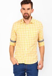 Locomotive Checks Yellow Casual Shirt Men