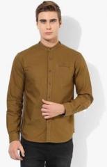 Locomotive Khaki Solid Slim Fit Casual Shirt men