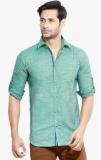 London Bee Green Solid Casual Shirt men