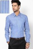 London Bridge Striped Blue Formal Shirt Men