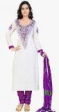 Lookslady White Embroidered Dress Material women