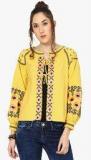 Loom Tree Yellow Embroidered Shrug Women