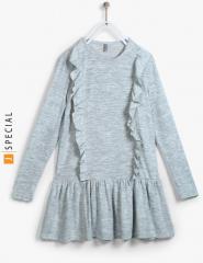 Losan Grey Melange Casual Dress girls