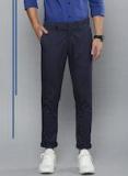 Louis Philippe Ath Work Blue Tapered Fit Solid Formal Trousers Men