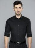 Louis Philippe Black Slim Fit Self Design Formal Shirt Men