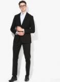 Louis Philippe Black Slim Fit Single Breasted Formal Suit Men