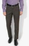 Louis Philippe Brown Solid Slim Fit Trouser Men