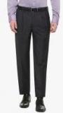 Louis Philippe Charcoal Solid Slim Fit Formal Trousers Men