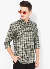 Louis Philippe Jeans Green Checked Slim Fit Casual Shirt men