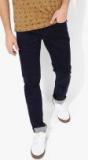 Louis Philippe Jeans Navy Blue Solid Low Rise Slim Fit Jeans Men