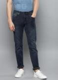 Louis Philippe Jeans Navy Blue Washed Mid Rise Slim Fit Jeans Men