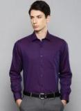 Louis Philippe Magenta Self Design Slim Fit Formal Shirt Men