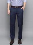 Louis Philippe Navy Blue Regular Fit Self Design Formal Trousers Men