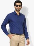 Louis Philippe Navy Blue Self Design Slim Fit Formal Shirt Men