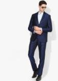 Louis Philippe Navy Blue Solid Slim Fit Party Single Breasted Suit Men