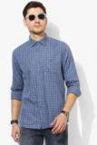 Louis Philippe Sport Blue Checked Slim Fit Casual Shirt Men