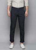 Louis Philippe Sport Men Navy Blue Slim Fit Self Design Regular Trousers